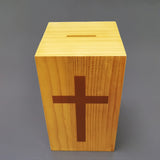 Small 4X4X7“ Solid Wood Donation Box, Coin Collection Box Kids Tithese Offering 10887