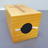 Small 4X4X7“ Solid Wood Donation Box, Coin Collection Box Kids Tithese Offering 10887