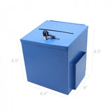 Blue Metal Donation Box Suggestion Box 10918 BLUE