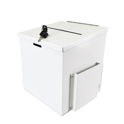 8X8X9.5" White Metal Donation Box Collection Tithes Offer Drop Ballot Sharp Edge 10918-WHITE-RIVET-S-SPECIAL