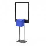 Stand, Bulletin Poster Donation Ballot Collection with Blue Metal Box
