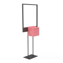 Stand, Bulletin Poster Donation Ballot Collection with Pink Metal Box