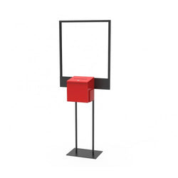 Stand, Bulletin Poster Donation Ballot Collection with Red Metal Box