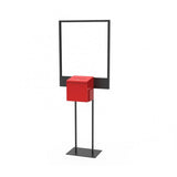 Stand, Bulletin Poster Donation Ballot Collection with Red Metal Box