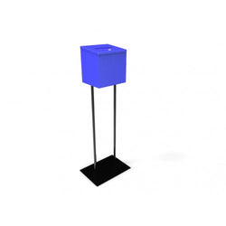 Blue Metal Ballot Box Donation Box Suggestion Box With Black Stand
