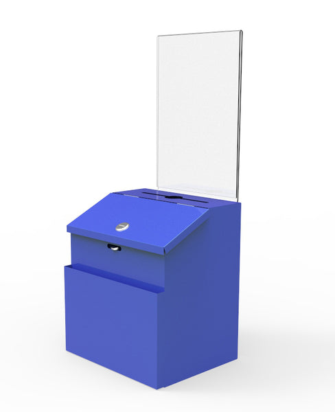 Metal Donation Suggestion Rent Check Box Tithe Prayer Collection Cash Key Drop 11118 BLUE+11460 2