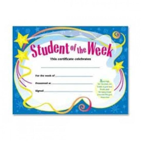 Trend? Student of The Week Certificate, Ready To Frame, 8 1/2 x 25, 30/PK