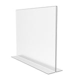 FixtureDisplays® 6PK 11 x 8.5" Clear Acrylic Sign Holder for Tabletops, Horizontal Table Tent Frame Photo Sign Menu, Bottom Insert 11193-2-11X8.5-6PK Peel off protective film (white) before use.