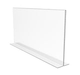 FixtureDisplays® 1PK 17 x 11" Clear Acrylic Sign Holder for Tabletops, Horizontal Table Tent Frame Photo Sign Menu, Bottom Insert 11193-2-17X11 Peel off protective film (white) before use.