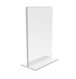 FixtureDisplays® 12PK 4x6" Clear Acrylic Table Tent Frame Photo Sign Menu Holder Clear 11193-2-4x6-12PK Peel off protective film (white) before use.