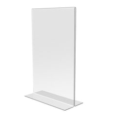 FixtureDisplays® 12PK 5.5 x 8.5" Clear Acrylic Sign Holder for Tabletops, Vertical Table Tent Frame Photo Sign Menu, Bottom Insert 11193-2-5.5X8.5-12PK Peel off protective film (white) before use.