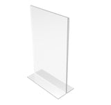 FixtureDisplays® 6PK 5.5 x 8.5" Clear Acrylic Sign Holder for Tabletops, Vertical Table Tent Frame Photo Sign Menu, Bottom Insert 11193-2-5.5X8.5-6PK Peel off protective film (white) before use.