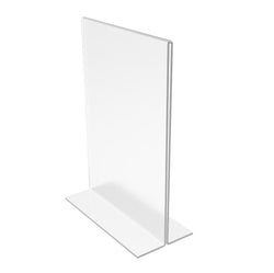 FixtureDisplays® 24PK 5 x 7" Clear Acrylic Sign Holder for Tabletops, Vertical Table Tent Frame Photo Sign Menu, Bottom Insert 11193-2-5X7-24PK Peel off protective film (white) before use.
