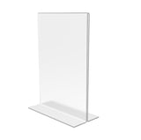FixtureDisplays® 1PK 5 x 7" Clear Acrylic Sign Holder for Tabletops, Vertical Table Tent Frame Photo Sign Menu, Bottom Insert 11193-2-5X7 Peel off protective film (white) before use.