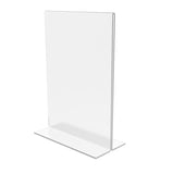 FixtureDisplays® 1PK 5 x 7" Clear Acrylic Sign Holder for Tabletops, Vertical Table Tent Frame Photo Sign Menu, Bottom Insert 11193-2-5X7 Peel off protective film (white) before use.
