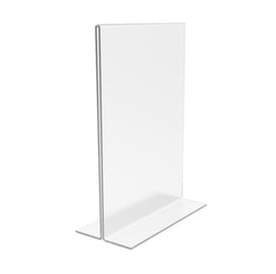 FixtureDisplays® 1PK 5 x 7" Clear Acrylic Sign Holder for Tabletops, Vertical Table Tent Frame Photo Sign Menu, Bottom Insert 11193-2-5X7 Peel off protective film (white) before use.