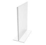 FixtureDisplays® 1PK 5 x 7" Clear Acrylic Sign Holder for Tabletops, Vertical Table Tent Frame Photo Sign Menu, Bottom Insert 11193-2-5X7 Peel off protective film (white) before use.