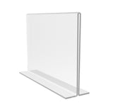 FixtureDisplays® 6PK 6 x 4" Clear Acrylic Sign Holder for Tabletops, Horizontal Table Tent Frame Photo Sign Menu, Bottom Insert, T-style 11193-2-6X4-6PK Peel off protective film (white) before use.