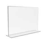 FixtureDisplays® 6PK 6 x 4" Clear Acrylic Sign Holder for Tabletops, Horizontal Table Tent Frame Photo Sign Menu, Bottom Insert, T-style 11193-2-6X4-6PK Peel off protective film (white) before use.