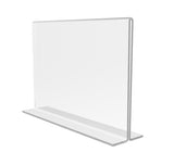 FixtureDisplays® 6PK 6 x 4" Clear Acrylic Sign Holder for Tabletops, Horizontal Table Tent Frame Photo Sign Menu, Bottom Insert, T-style 11193-2-6X4-6PK Peel off protective film (white) before use.