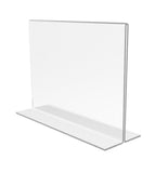 FixtureDisplays® 6PK 7 x 5" Clear Acrylic Sign Holder for Tabletops, Horizontal Table Tent Frame Photo Sign Menu, Bottom Insert 11193-2-7X5-6PK Peel off protective film (white) before use.