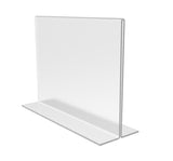 FixtureDisplays® 6PK 7 x 5" Clear Acrylic Sign Holder for Tabletops, Horizontal Table Tent Frame Photo Sign Menu, Bottom Insert 11193-2-7X5-6PK Peel off protective film (white) before use.