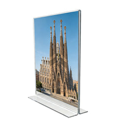 Clear Polystyrene Sign Holder Picture Frame Photo Menu Holder Countertop Rack