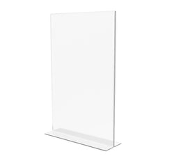 FixtureDisplays® 1PK 11 x 17" Clear Acrylic Sign Holder for Tabletops, Vertical Table Tent Frame Photo Sign Menu, Bottom Insert 11193-2-11X17 Peel off protective film (white) before use.