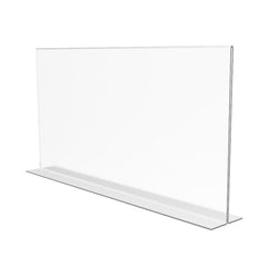 FixtureDisplays® 6PK 17 x 11" Clear Acrylic Sign Holder for Tabletops, Horizontal Table Tent Frame Photo Sign Menu, Bottom Insert 11193-2-17X11-6PK Peel off protective film (white) before use.