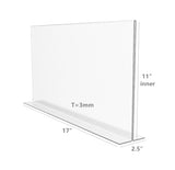 FixtureDisplays® 1PK 17 x 11" Clear Acrylic Sign Holder for Tabletops, Horizontal Table Tent Frame Photo Sign Menu, Bottom Insert 11193-2-17X11 Peel off protective film (white) before use.