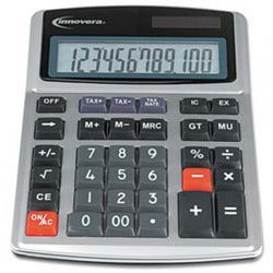 15971 Large Digit Commercial Calculator, 12 Digit LCD, Dual Power, Silver