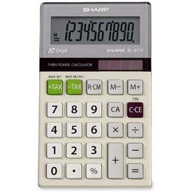 Sharp? 10 Digit Calculator, EL377TB, Dual Power, 2 3/4 X 4 1/8 X 1/5, Grey