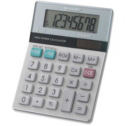 Sharp? 8 Digit Desktop Calculator, EL310TB, Dual Power, Green/White