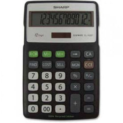 Sharp? 12 Digit Calculator, ELR287BBK, 4 1/3 X 6 7/8 X 3/4, Black/Silver