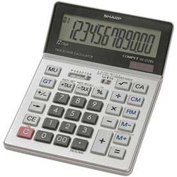Sharp? 12 Digit Calculator, VX2128V, Tax Feature, Dual Power, Grey