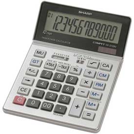 Sharp? 12 Digit Calculator, VX2128V, Tax Feature, Dual Power, Grey