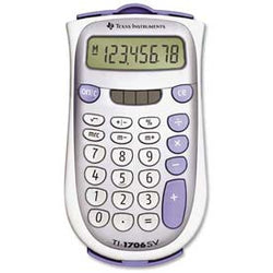 Texas Instruments 8 Digit Pocket Calculator, TI1706SV, Dual Power, Grey