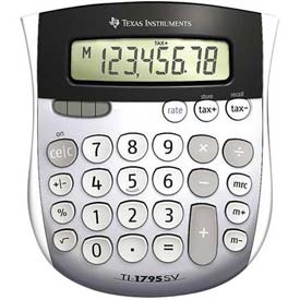 Texas Instruments 8 Digit Calculator, TI1795SV, W/Tax Key, Grey