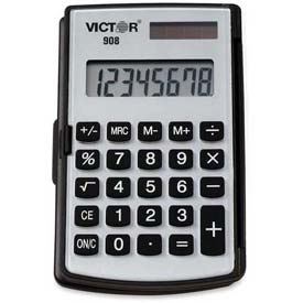 Victor? 8 Digit Pocket Calculator, 908, Dual Power, Black