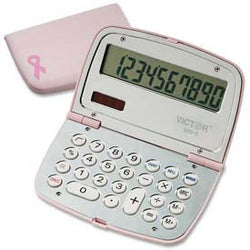 Victor? 10 Digit Calculator, 9099, Dual Power, 4 1/2 X 3 X 1/2, Pink 1119422