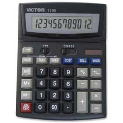 Victor? 12 Digit Desktop Calculator, 1190, W/Cost/Margin, Black