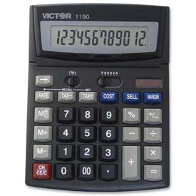 Victor? 12 Digit Desktop Calculator, 1190, W/Cost/Margin, Black