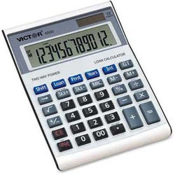 Victor? 12 Digit Desktop Calculator, 6500, W/Loan Wizard, Silver