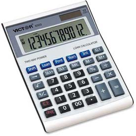 Victor? 12 Digit Desktop Calculator, 6500, W/Loan Wizard, Silver