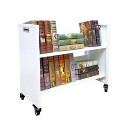 30X13X27" Full Assembled 2 Tier White Metal Book Cart Rooling Book Truck Library 11241-2 TIER ASSEMBLED DO NOT MIX