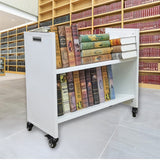30 X 13 X 27" 2 Tier White Metal Book Cart Rooling Book Truck Library 11241-2 TIER  DO NOT MIX