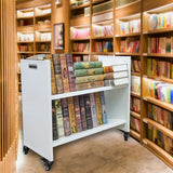 30 X 13 X 27" 2 Tier White Metal Book Cart Rooling Book Truck Library 11241-2 TIER  DO NOT MIX