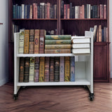30 X 13 X 27" 2 Tier White Metal Book Cart Rooling Book Truck Library 11241-2 TIER  DO NOT MIX