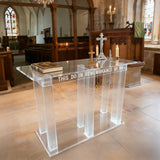 Clear Acrylic Plexiglass Table Transparent Cross as a prop is NOT included.