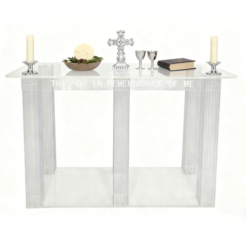 Clear Acrylic Plexiglass Table Transparent Cross as a prop is NOT included.